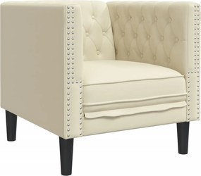 vidaXL Fotoliu Chesterfield, crem, piele ecologică