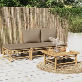 3155139 vidaXL Set mobilier de grădină cu perne gri taupe, 4 piese, bambus