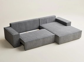 Colțar gri extensibil/cu spațiu de depozitare cu tapițerie din chenille (cu colț pe partea dreaptă/cu șezlong) Maze – Maison de Rêve