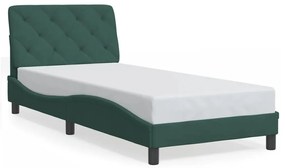 3213822 vidaXL Cadru de pat cu lumini LED, verde închis, 80x200 cm, catifea