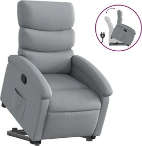 vidaXL Fotoliu rabatabil cu ridicare, gri deschis, material textil