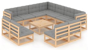 vidaXL Set mobilier grădină cu perne, 12 piese, lemn masiv de pin