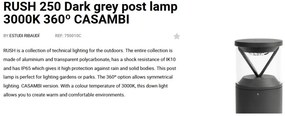 Mini Stalp LED iluminat exterior simetric 360º IP65 RUSH 25cm 3000K CASAMBI