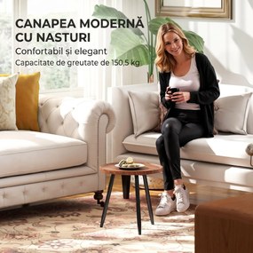 HOMCOM Măsuță de Cafea Modernă Rotundă cu Cadru din Oțel pentru Spații Mici, Lângă Canapea, Sufragerie, Dormitor, Efect de Lemn Castan | Aosom Romania