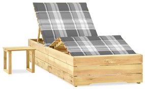 vidaXL Șezlong de grădină cu masă și pernă, lemn de pin tratat