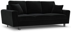 Canapea  extensibila 3 locuri Moghan cu tapiterie din catifea, picioare din metal negru, negru