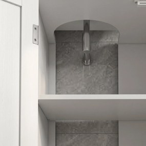 kleankin Dulap Rustic pentru Chiuveta din Baie, Dulap de Depozitare pentru sub Chiuveta cu Usi Duble si Rafturi, Alb