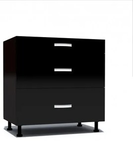 Corp inferior 80 cu 3 sertare metalice pentru greutate Zebra negru