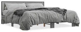 3280090 vidaXL Cadru de pat, gri sonoma, 180x200 cm, lemn prelucrat și metal