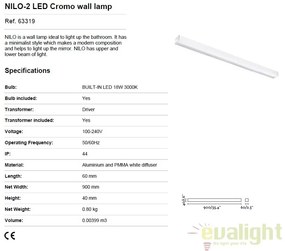 Aplica LED oglinda Baie IP44 stil modern minimalist NILO-2 crom 63319