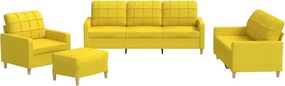 vidaXL Set de canapele cu perne, 4 piese, galben deschis, textil