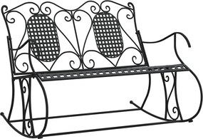 vidaXL Bancă balansoar cu 2 locuri, negru, 113 cm, oțel