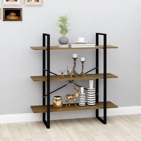 806555 vidaXL Bibliotecă cu 3 rafturi, maro, 100x30x105 cm, lemn masiv de pin