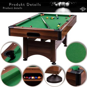 GamesPlanet Masă de biliard cu echipament, maro/antracit