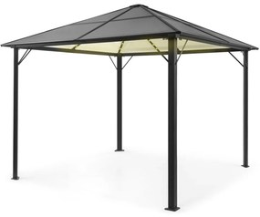 Pantheon Solid Sky Ambient Solar, pavilion cu acoperiș gri, 3 × 3 m, policarbonat, aluminiu, iluminat