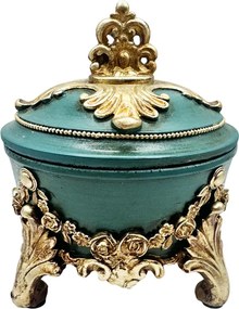 Cutie decorativa vintage MARGARET, Verde  Auriu, 12x13 cm