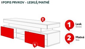 Dulap TV Lesteralo 2D 190 (Alb + lucios Alb) (cu iluminat LED albastru). 1106177