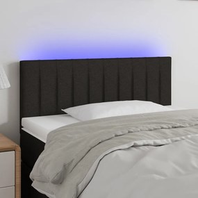 3121834 vidaXL Tăblie de pat cu LED, negru, 90x5x78/88 cm, textil