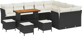 vidaXL Set de canapele pentru grădină 13 pcs Negru poliratan