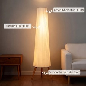 Lampă de podea HOMCOM cu trepied, întrerupător de picior și luminozitate reglabilă, 46x46x153 cm, albă | Aosom Romania