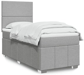 vidaXL Pat box spring cu saltea, gri deschis, 100x200 cm, textil