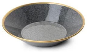 Set de masă 16 piese antracit/auriu/porțelan