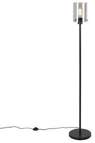 Lampa de podea de design neagră cu sticlă fumurie - Dome
