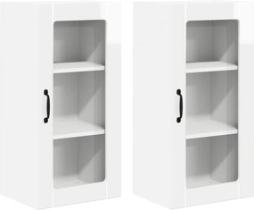 vidaXL Dulap de bucătărie cu raft 2 pcs Alb lucios 40 x 31 x 80 cm