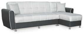 Coltar ANGELA extensibil, cu lada depozitare, colt interschimbabil, gri, 283x165x83 cm