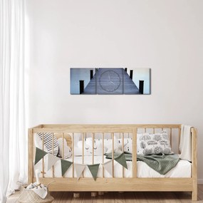 Tablou - Ponton de la Lacul Starnberger, Bavaria, Germania (cu ceas) (90x30 cm)