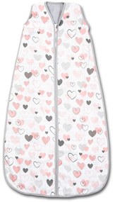 Sac dormit copii de vara din muselina Kidizi Pink Hearts 90 cm, 100% bumbac, 6-24 luni 0.5 TOG