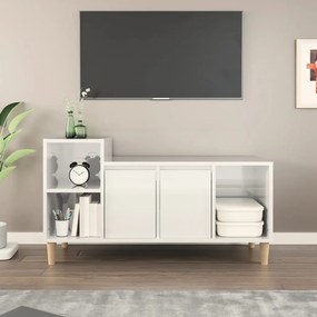 Comoda TV, alb extralucios, 100x35x55 cm, lemn prelucrat 1, Alb foarte lucios