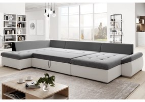 Canapea extensibilă, alb/gri, stânga, MATAR U