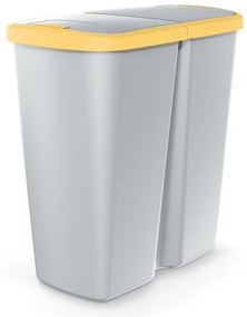 Coș de gunoi DUO gri, 45 l, galben/gri