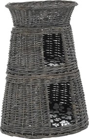 vidaXL Set coșuri pisici, perne, 3 piese, gri, 47x34x60 cm, răchită