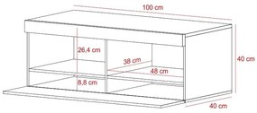 Masă TV Violett 100 (cu iluminat) (alb + negru). 1098637