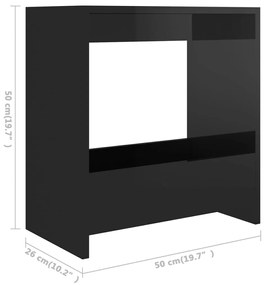 Masa laterala, negru extralucios, 50x26x50 cm, PAL 1, negru foarte lucios