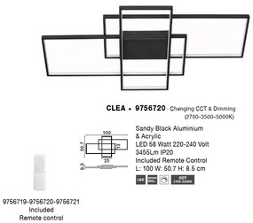 Lustra LED cu telecomanda design geometric CLEA neagra
