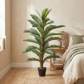 HOMCOM Palmier artificial 120 cm cu 24 frunze din PEVA, plantă decorativă cu ghiveci din plastic, verde | Aosom Romania