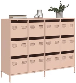 vidaXL Dulap, roz, 135x39x103,5 cm, oțel laminat la rece