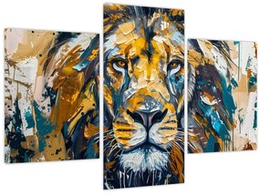 Tablou - pictură în ulei abstractă cu leu (90x60 cm)