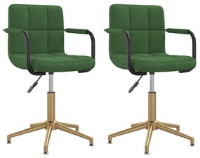 334870 vidaXL Scaune de bucătărie pivotante, 2 buc., verde închis, catifea
