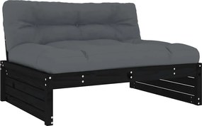 vidaXL Canapea de mijloc, 120x80 cm, negru, lemn masiv de pin