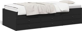 vidaXL Pat de zi cu sertare fără saltea, negru, 75x190 cm
