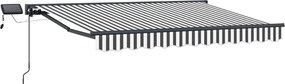vidaXL Cadru manual de marchiză cu LED-uri Antracit și Alb 2,5 x 2 m