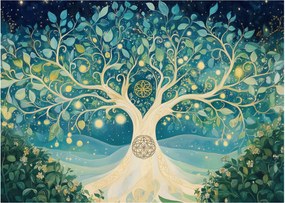 Tablou pe sticlă – Arbore magic cu spirale (70x50 cm)