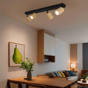 Brilagi - Spot MODERN WOOD 4xGU10/8W/230V lemn de cauciuc/negru