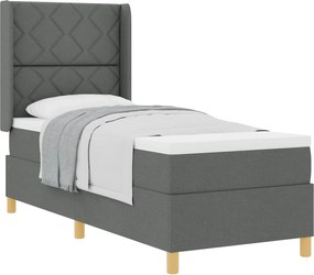 vidaXL Pat cu arcuri cu saltea Gri închis 80 x 200 cm țesătură