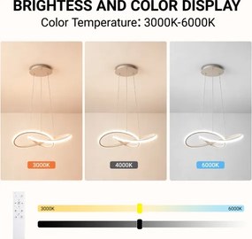 Brilagi - Lustru LED dimmabil pe cablu INFINITY LED/55W/230V 50x50 cm bej + telecomandă