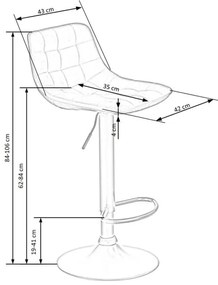 Scaun de bar 106x43 cm negru